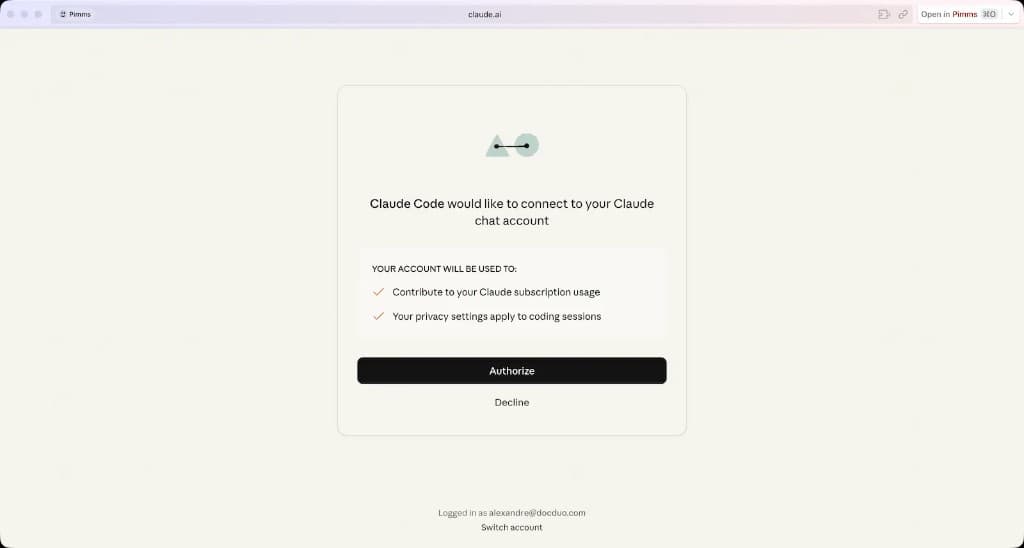 Claude Code authorization page