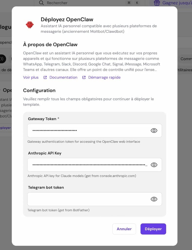 Hostinger deploy OpenClaw — configuration
