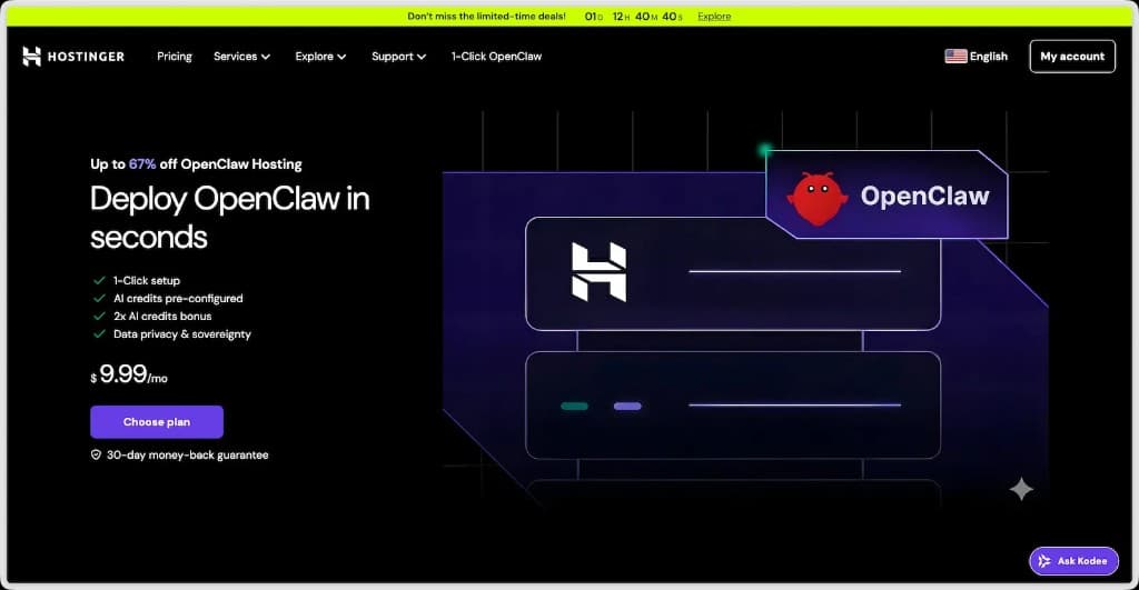 Hostinger OpenClaw hosting — Deploy in seconds